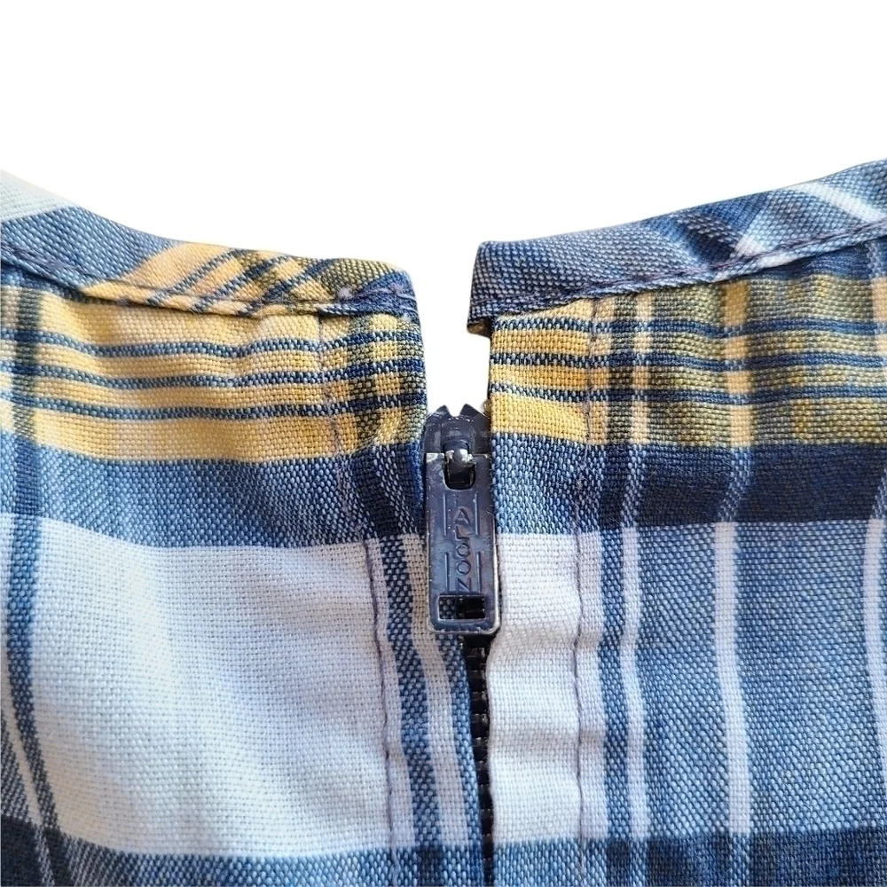 Karp Kid's Plaid Dress, Smocking, Blue And Yellow, Size 12 Kids